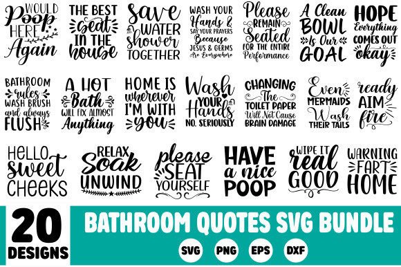 Bathroom Quotes SVG Bundle for Crafts & Graphics Sellers
