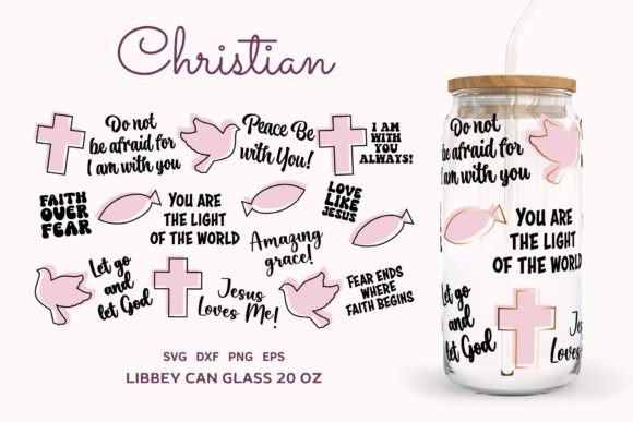 Bible Verse SVG Wrap for 20oz Beer Can Glass – Christian Graphics for Branding & Visual Content