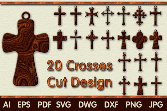 SVG Christian Crosses Cutting Templates for Laser Cutting & Jewelry Design